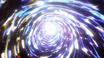 Abstract Digital Wormhole Tunnel With Glowing Light Particles