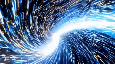 Abstract Warp Speed Tunnel With Glowing Light Streaks