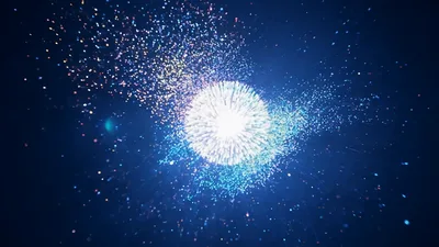 Abstract Glowing Particle Explosion In Deep Space