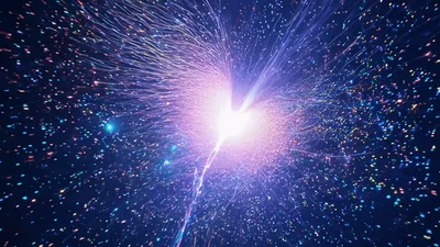 Abstract Particle Explosion With Glowing Light Trails