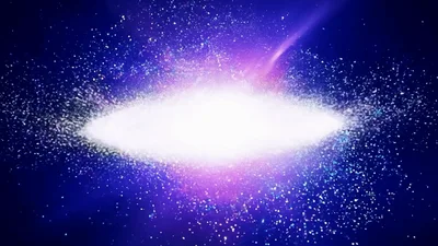 Colorful Cosmic Explosion Expanding Into A Glowing Galaxy