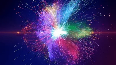 Colorful Abstract Light Explosion With Radiant Particles