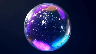 Abstract Colorful Liquid Swirls Inside A Floating Sphere