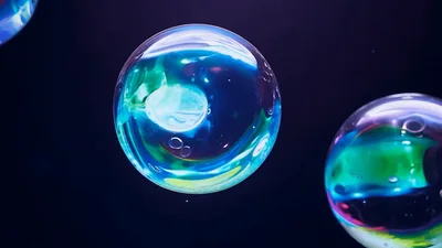 Abstract Colorful Bubbles Floating In Dark Space