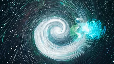 Abstract Swirling Galaxy Vortex With Glowing Light Particles