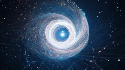 Abstract Cosmic Spiral Galaxy Rotating in Deep Space