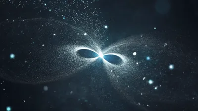 Glowing Infinity Symbol Formed By Floating Particles