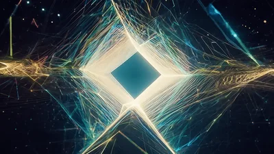 Abstract Digital Tunnel With Glowing Geometric Light Lines