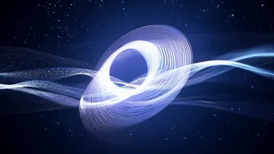 Abstract Glowing Light Waves Forming A Rotating Circular Portal