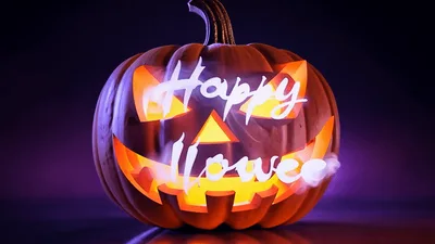 Glowing Jack O Lantern With Happy Halloween Text Animation
