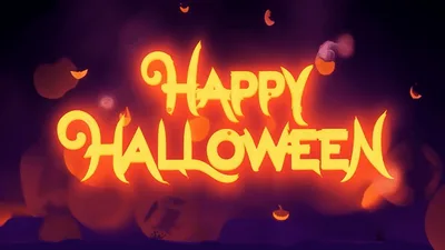 Glowing Happy Halloween Text Animation With Floating Pumpkins