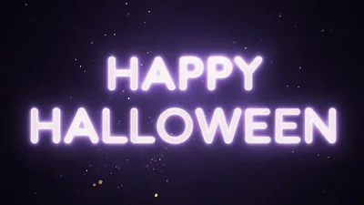 Happy Halloween Neon Text Animation With Particle Effects