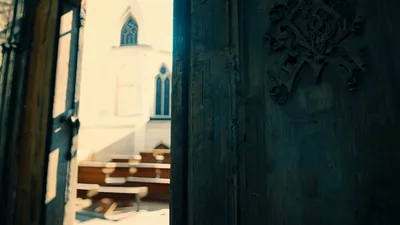 Old Wooden Church Door Opening To Reveal Interior