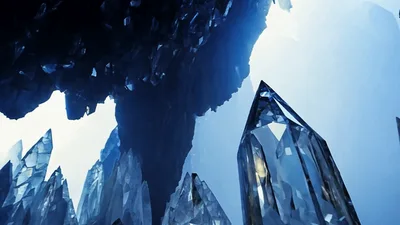 Cinematic Camera Movement Through A Mystical Crystal Cave