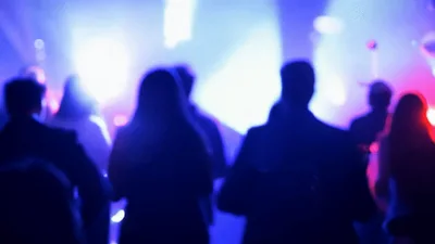 Silhouetted Crowd Dancing At A Nightclub Party