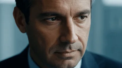 Serious Businessman Looking Down and Thinking