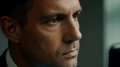 Close Up Of A Focused Businessman Looking At Screen