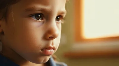 Young Girl Transitioning From Serious Expression To Happy Smile