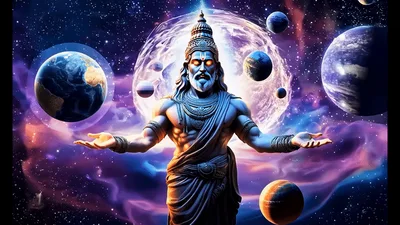 Cosmic Deity Manifesting Planets In Deep Space