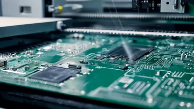 Automated Robotic Arm Placing Components On Circuit Board