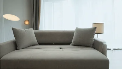 Modern Living Room Interior With Gray Sofa