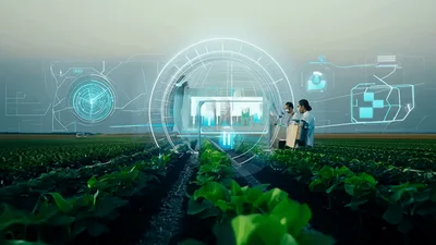 Agricultural Scientists Analyzing Crop Data With Augmented Reality
