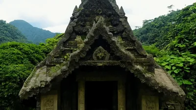 Aerial View Of Ancient Stone Temple In Lush Jungle