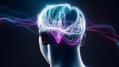 Digital Human Head With Glowing Neural Network Brain