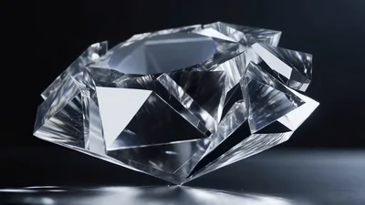 Diamond Shattering Into Fragments On Dark Background