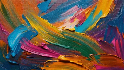 Abstract Oil Painting Texture With Vibrant Brush Strokes