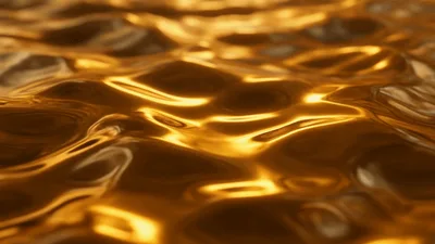 Liquid Gold Surface Rippling In Slow Motion