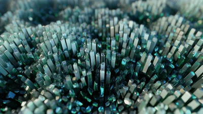 Abstract 3D Hexagonal Pillars Moving In Wavy Motion