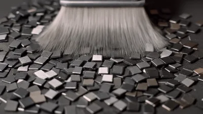 Soft Brush Sweeping Small Metallic Square Tiles