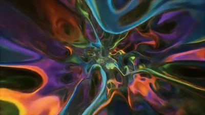 Abstract Liquid Metal Tunnel With Iridescent Colors
