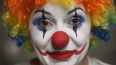 Close Up Portrait Of A Smiling Clown