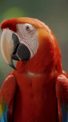 Scarlet Macaw Parrot Looking Around In Natural Habitat