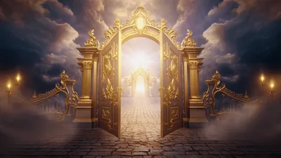 Golden Gates Opening To A Bright Heavenly Path