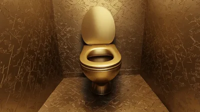 Golden Toilet In A Luxurious Textured Room