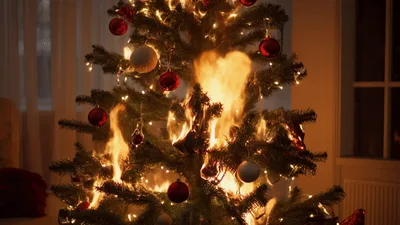 Christmas Tree Engulfed In Intense Indoor Fire