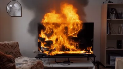 Television Set Engulfed In Intense House Fire