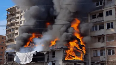 Large Apartment Building Engulfed In Intense Fire