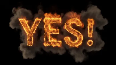 Burning Yes Text With Rising Smoke