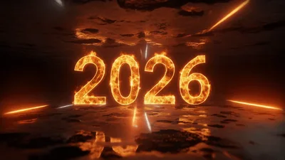 Burning 2026 Text With Glowing Light Streaks