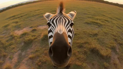 Zebra Standing In Grass Looking Directly Into Camera