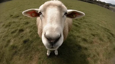Curious Sheep Staring Directly Into Camera Lens