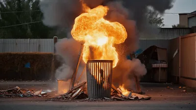 Trash Can Fire Exploding In An Alleyway