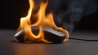 Computer Mouse Engulfed In Intense Flames
