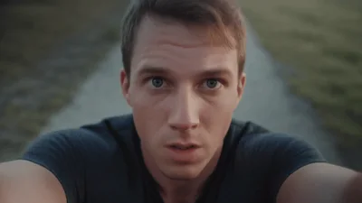 Young Man Looking Into Camera While Cycling Outdoors
