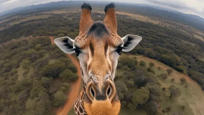 Close Up Portrait Of A Giraffe In The Wild
