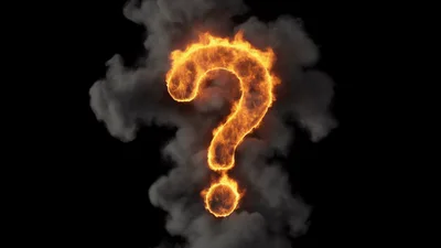 Burning Question Mark Symbol With Rising Smoke